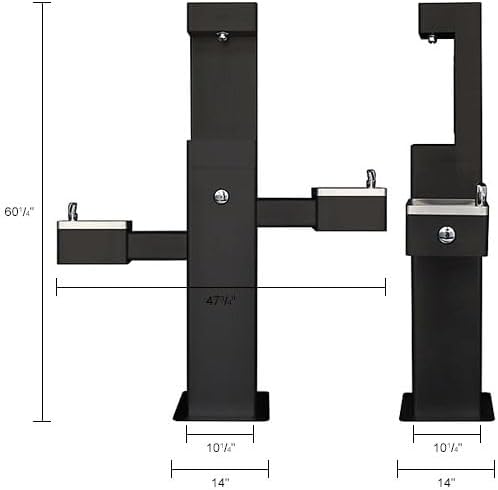 Global Industrial Outdoor Bottle Filling Station & Bi-Level Drinking Fountain, Black Powder Coat