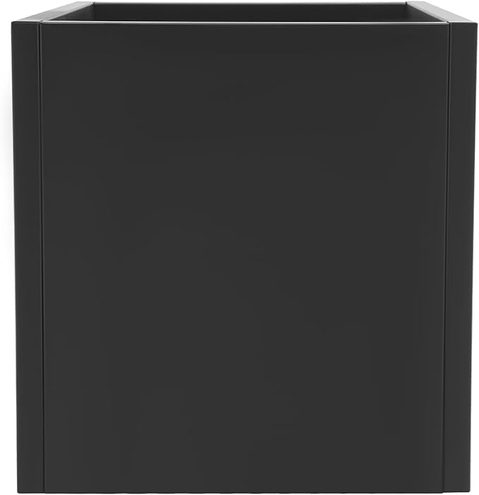 DYNAMI Square Planter Box Black Steel Planter,17x17x18in Metal Planter Box Large Cube Plant Pot for Outdoor Plants,Modern Heavy Duty Flower Pot for Patio, Deck, Yard, Garden