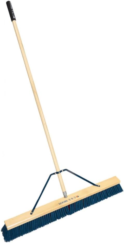 2-Pack - 24" Everyday Sweep Indoor/Outdoor Push Broom with 60" Handle. Ideal for Garages & Shops. Durable American Made Steel Brackets-All Stainless Steel Hardware. No Plastic. 100% USA Made