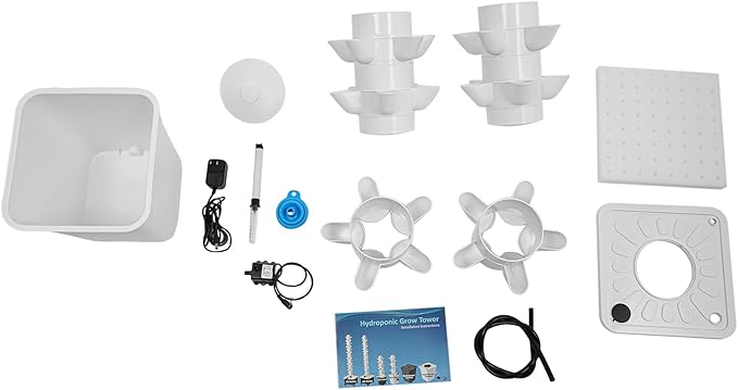 Hydroponic Growing System, 30-Plant Vegetable Planter Tower Outdoor Indoor Garden Vertical Planter Germination Kit with Water Pump & Intelligent Water Circulation for Gardening Lover