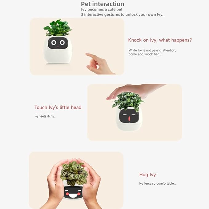 Smart Flowerpots,Smart Pet Planter,Ai Planter,Intelligent Flowerpots,Multiple Expressions,7 Smart Sensors, And Ai Chips Make Raising Plants Easy And Fun For Living Room,Desk,Plant-free (Pink)