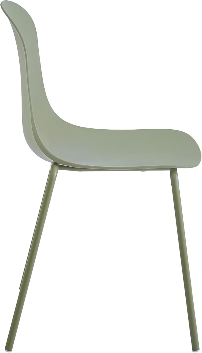 Plastic Stackable Dining Chairs Set of 4, Modern Outdoor Patio Chairs with Metal Legs for Patio Cafes, Restaurants and Office Waiting Room (Sage Green)