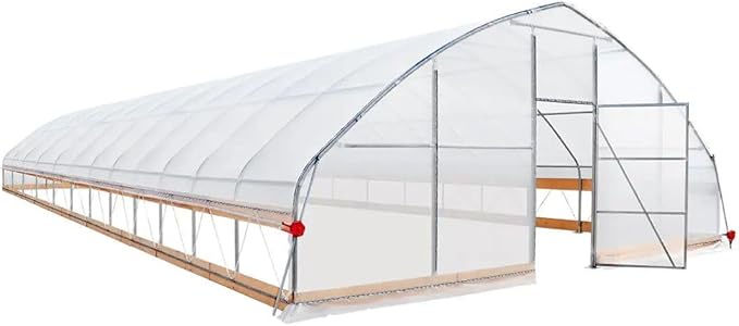 25x50ft Large Tunnel Greenhouse, 6mil Crystal Clear EVA Film, Non-Rusting Steel Frame, Hand-Operated Roll-Up Sides, Apex Roof