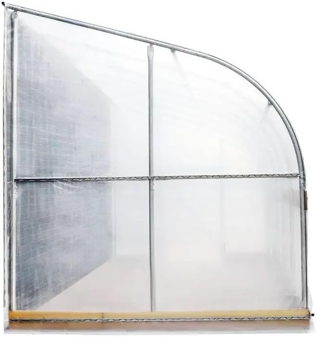 10x30ft Lean-to Grow Frame 6mil EVA Transparent Film Cover Corrosion-Free Steel Body with Manual Roll-Up Side 6ft High Wall Cold-Resistant Growing Unit