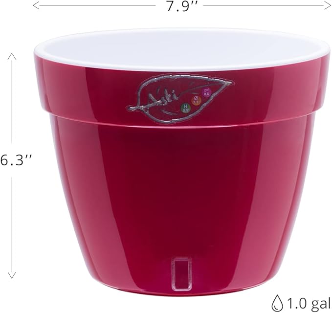 DecoPots - 3 Pack - 7.9 Inch - Self Watering Planter - Modern Flower Pot with Water Level Indicator - 6.3 inch Tall - for All House Plants, Flowers, Herbs (Diameter 7.9 inch, Shade/White)