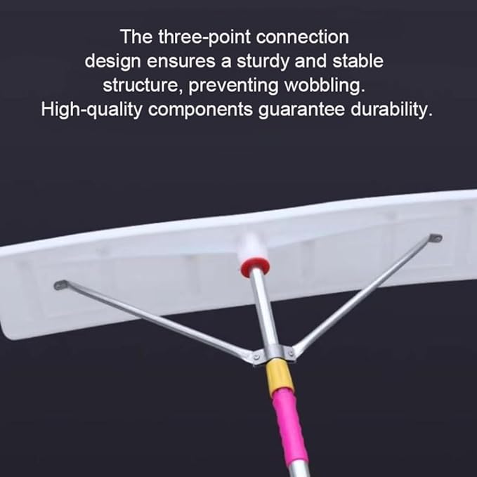 Long Reach Roof Snow Rake 20.5 ft, Adjustable Roof Snow Remover Tool, Aluminum Pole Sections, Three-Point Connection for Stability, 26" Wide Snow Rake