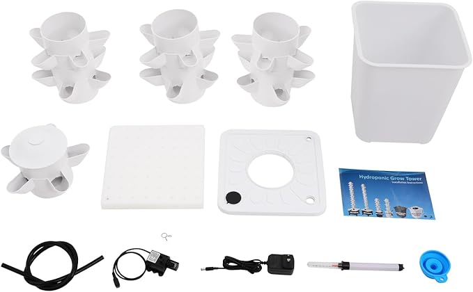 Hydroponic Growing System, 7-Tier 35-Plant Vegetable Planter Tower Outdoor Indoor Garden Vertical Planter Germination Kit with Water Pump & Intelligent Water Circulation for Gardening Lover