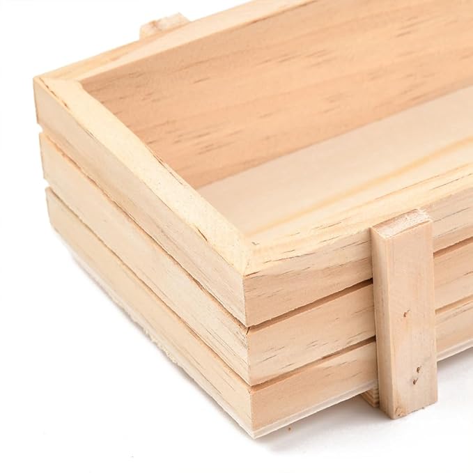 2PCS 8.39×2.83×1.77 Inch Natural Wooden Succulent Plant Outdoor Rectangle Wood Planter Box Windowsill Raised Garden Bed Flower Cactus Pot Storage Box for Vegetables Grass Lawn Yard