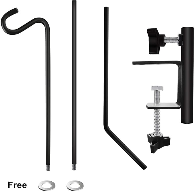 ERYTLLY Extended Reach Deck Hook Wall Pole Wall Mounted Deck Hook Extensible and 43 inch Wall Bracket for Hanging Bird Feeder,Plants,Wind Chimes,Lanterns 2 Packs