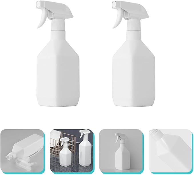 2Pcs Thickened Indoor Square Spray Bottles Refillable Watering Containers for Hair Humidification and Home Gardening with Fine Mist and Leak-resistant Design