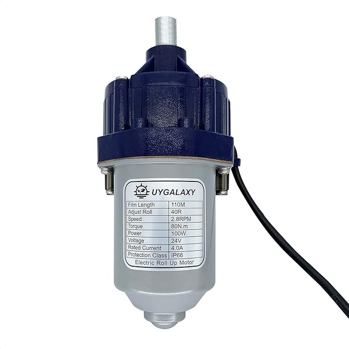 UYGALAXY 100W Greenhouse Film Roll Up Side Motor 1 3/8" Roll Bar Adapter + Precise Bearing Climber for Greenhouse Automatic Ventilation (with Creeper)