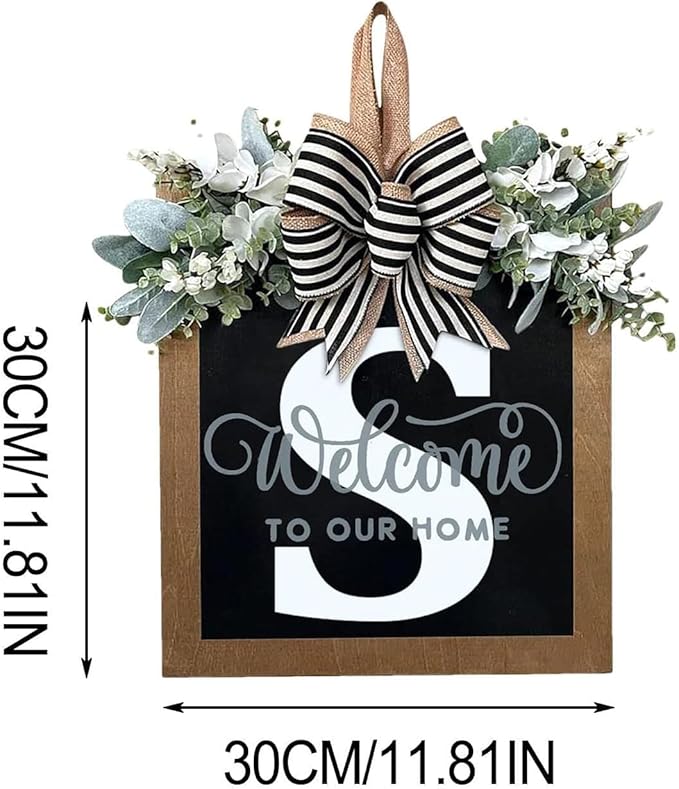 Last Name All Year Wreath, for Front Doors, Spring, Fall, 26 Last Name Letters All Year Round Wreaths, Suitable for Wedding Decorations, Home Porches, Farmhouses, Yards, Garden Decorations, Gifts (S)