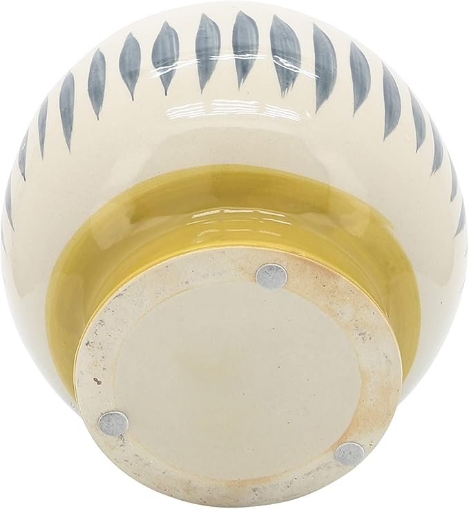 Stoneware Ceramic Planter Pot – Indoor Planter for Plants and Flowers, Shelf, Desk, or Patio Outdoor Decor, Art-Inspired Face Design for Modern Home Decor – 6", Ivory, Yellow, Blue Glaze