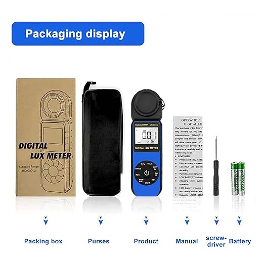 Digital Light Meter, Luxmeter Illuminance Light Meter Measure Lights 0.01~400,000 Lux (0.01~40,000 FC) Foot Candles Luxmeter with 270º Rotated Sensor for Plants LED Lights Indoor Outdoor Light Tester