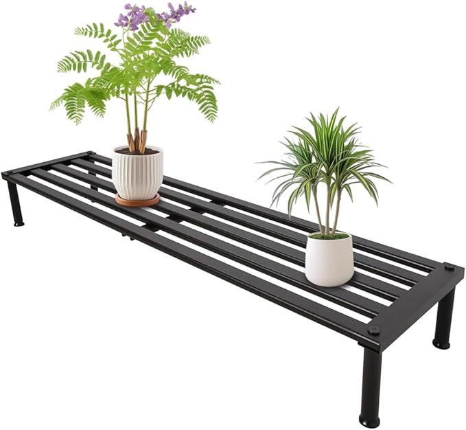 MultirackX Metal Plant Stand, Rust-proof Aluminum Display Rack, Plants Display Stands Decoration Racks for Living Room Garden Balcony Patio (Ebony, 42.5Inch Low Leg)