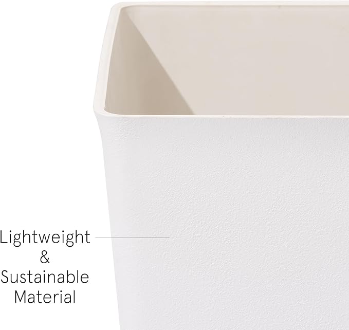 LA JOLIE MUSE 26 inch White Tall Planters for Outdoor & Indoor Plants, Set of 2 Rectangular Standing Planters with Drainage Holes and Tray