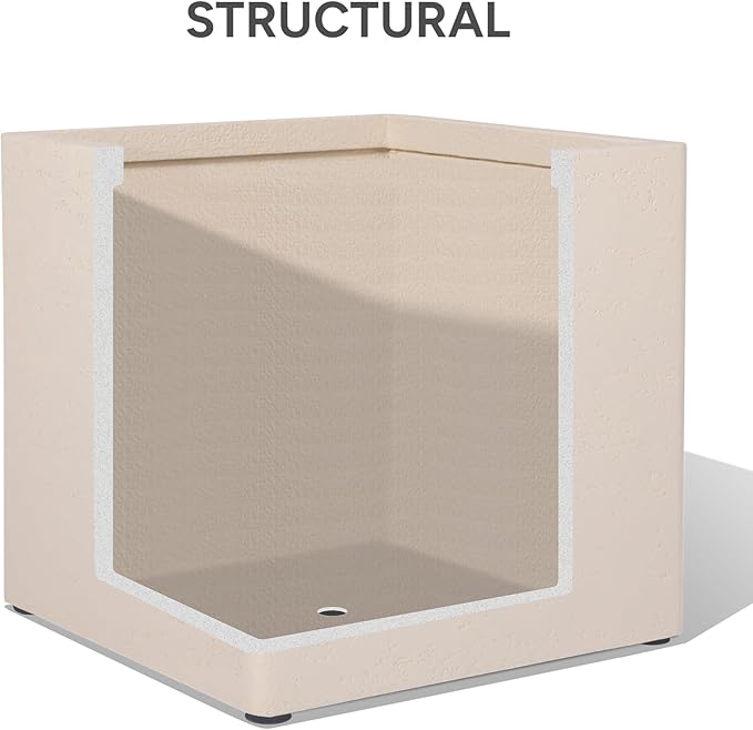 TerraDeco 20 Inch Square Concrete Planter(20Lx20Wx20H,48 Pounds),Durable All-Weather Use with Drainage Holes,Large Square Planter for Outdoor Indoor Plants