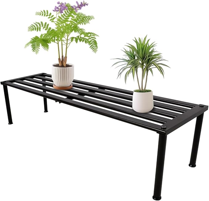MultirackX Metal Plant Stand, Rust-proof Aluminum Display Rack, Plants Display Stands Decoration Racks for Living Room Garden Balcony Patio (Ebony, 42.5Inch Tall Leg)