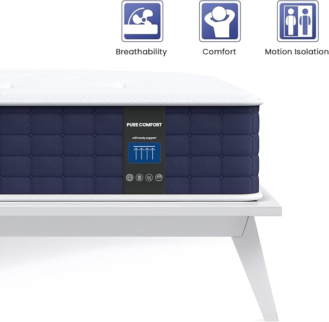 Coolvie 12 Inch Hybrid Twin XL Mattress -Firm Feel -Support Foam with Strong Pocket Springs - Extra Lumbar&Shoulder Support for Back&Stomach Sleepers, CertiPUR-US® Certified Foam,XL Long Size