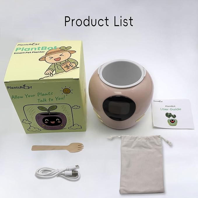 Odpaltoy Smart Plant Pot with Expression, AI Intelligent Flower Pot for Indoor Decoration, Smart Garden Pot with Water/Light/Temperature Sensors, Ivy AI Planter (Pink(Big))
