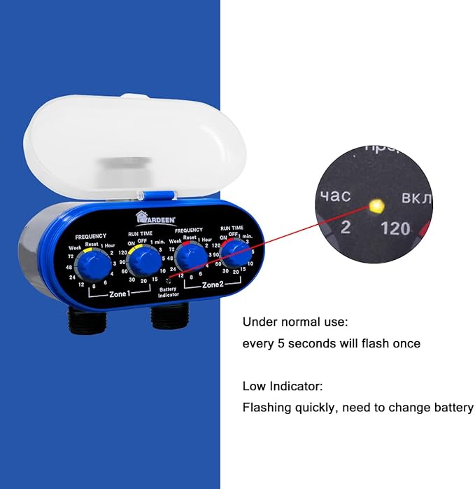 Yardeen Watering Hose Sprinkler Timer Garden Irrigation System Controller Electronic Water Timer with Two Outlets Color Blue