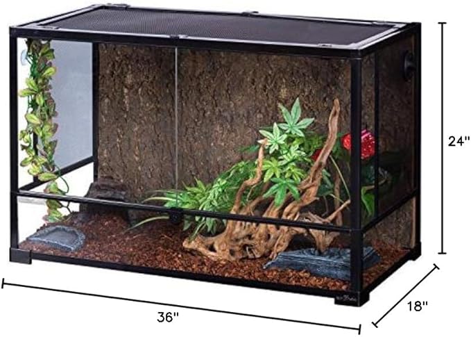 REPTI ZOO 67 Gallon Large Reptile Glass Terrarium Tank Double Hinge Door with Screen Ventilation Reptile Terrarium Cage 36" x 18" x 24"(Knock-Down)