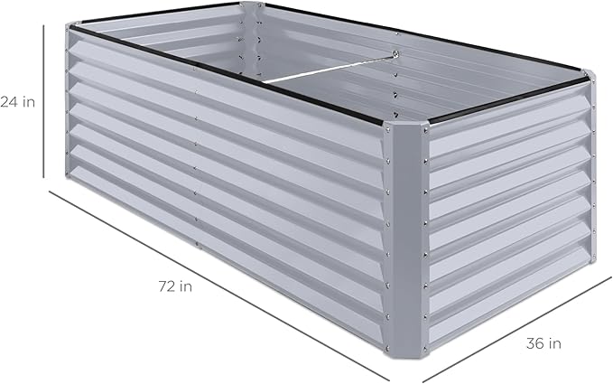 Best Choice Products 6x3x2ft Outdoor Metal Raised Garden Bed, Deep Root Box Planter for Vegetables, Flowers, Herbs, and Succulents w/ 269 Gallon Capacity - Moonlight Gray