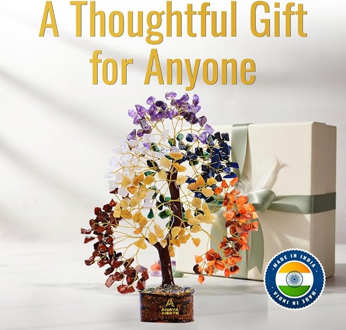ANAYA AGATE 7 Chakra Crystal Tree of Life – Handmade Healing Crystals and Crystals and Healing Stones Money Tree for Home & Office Decor – Feng Shui Spiritual for Women