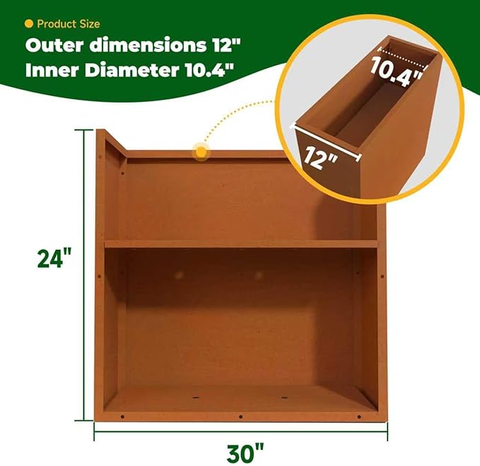 GZLVSOW Rusted Metallic Heavy Rectangular Planter 30" x 12" x 24" for Outdoor Plants Corten Steel Outdoor Planter Spliced Flower Box with Partitions for Outside,Indoor,Garden (Corten, 30 * 12 * 24)