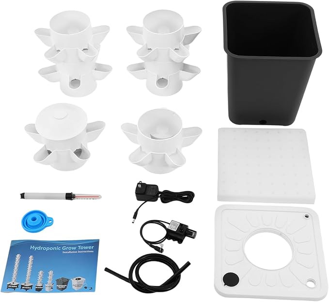 Hydroponic Growing System, 30-Plant Vegetable Planter Tower Outdoor Indoor Garden Vertical Planter Germination Kit with Water Pump & Intelligent Water Circulation for Gardening Lover