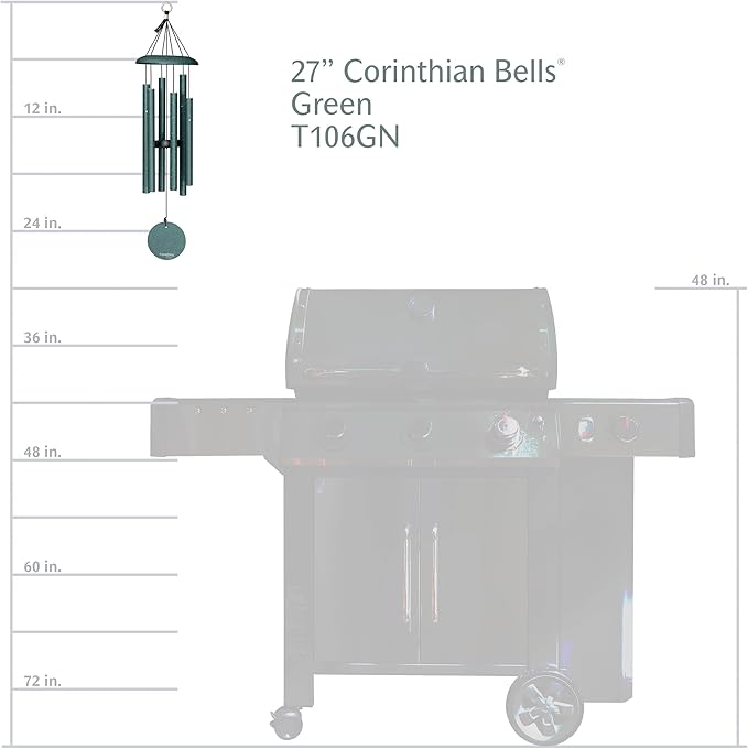 Corinthian Bells by Wind River - 27 inch Green Wind Chime for Patio, Backyard, Garden, and Outdoor Decor (Aluminum Chime) Made in The USA