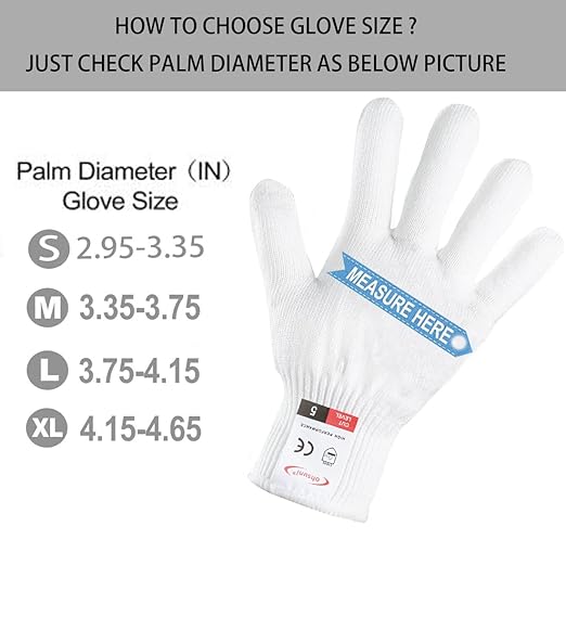 Cutting Gloves, 2 Pairs of Cut Resistant Gloves Food Grade, Cut Resistant Gloves for Kitchen, Oyster Shucking, Fish Fillet Processing, Carving Wood and Gardening(Small-White)