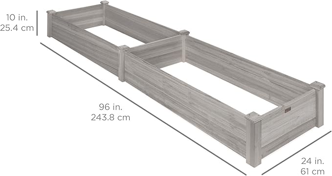 Best Choice Products 8x2ft Outdoor Wooden Raised Garden Bed Planter for Vegetables, Grass, Lawn, Yard - Gray