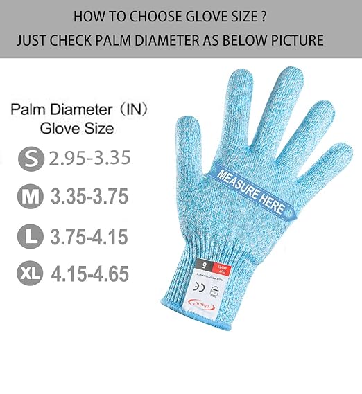Cutting Gloves, 1 Pairs of Cut Resistant Gloves Food Grade, Cut Resistant Gloves for Kitchen, Oyster Shucking, Fish Fillet Processing, Carving Wood and Gardening(Large-Blue)