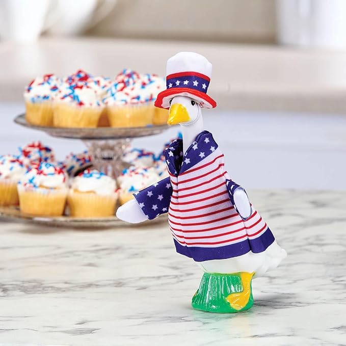 Fox Valley Traders Gaggleville 7" Desktop Goose Figurine with All Seasons Outfit Bundle – Includes 4 Adorable Seasonal Costumes for Spring, Summer, Fall & Winter – Fun Indoor Décor & Gift Idea