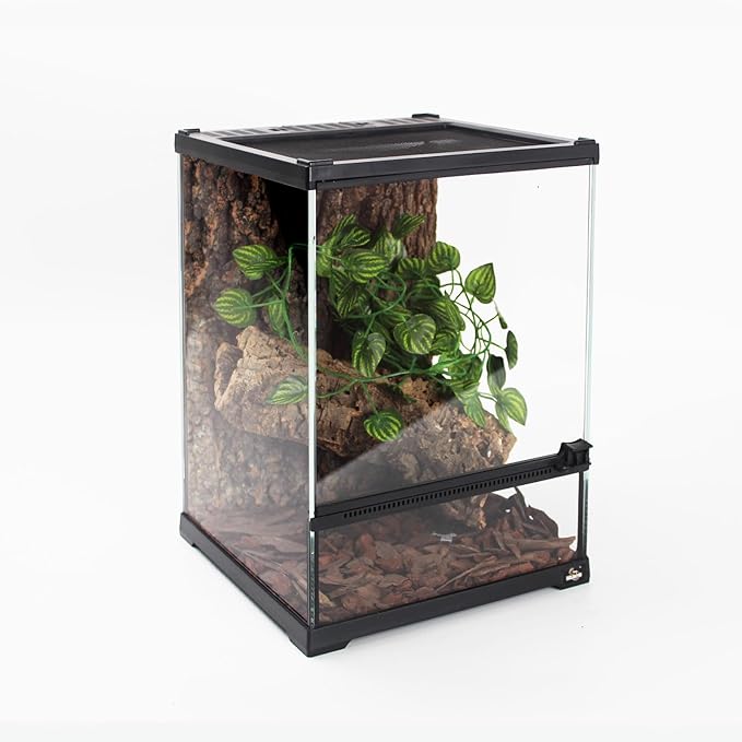 waazoorep Mini Reptile Glass Terrarium Tank 8"*8"*10" Full View with Front Opening Door,Amphibians Enclosure Habitat Cage for Leopard Gecko Tarantula Young Lizard Hermit Crab Frog Insects Breeding
