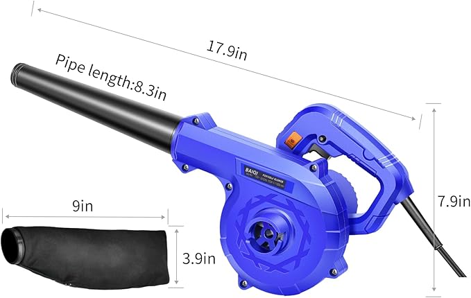 Corded Electric Blower, Portable and Lightweight Handheld Vaccum/Blowing,110V 580W,2 in 1 Blow and Suction for Leaf,Dust,Snow,Sweep