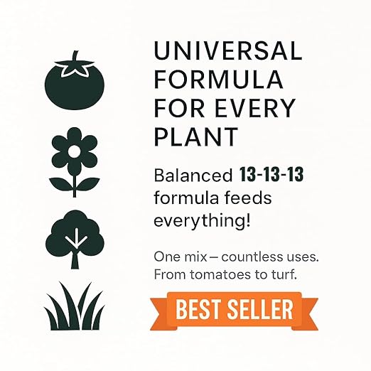 Gardenera 13-13-13 Slow Release Granular Fertilizer โ All Purpose Plant Food 13 13 13 for Outdoor Grass, Vegetables, Roses, Flowers, Shrubs, Trees. Lawns, Gardens, Potted Plants (16 OZ)
