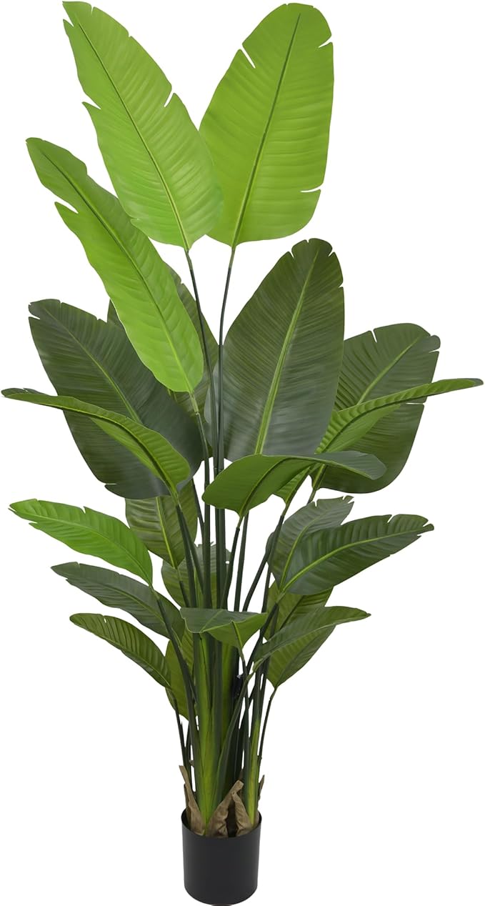 Bird of Paradise Plant Artificial 7ft - Tall Faux Plants Indoor with Realistic Trunks and 22 Vivid Leaves, 84 Inch Fake Tropical Floor Plants in Pot for Home Living Room Bedroom Office Indoor Decor