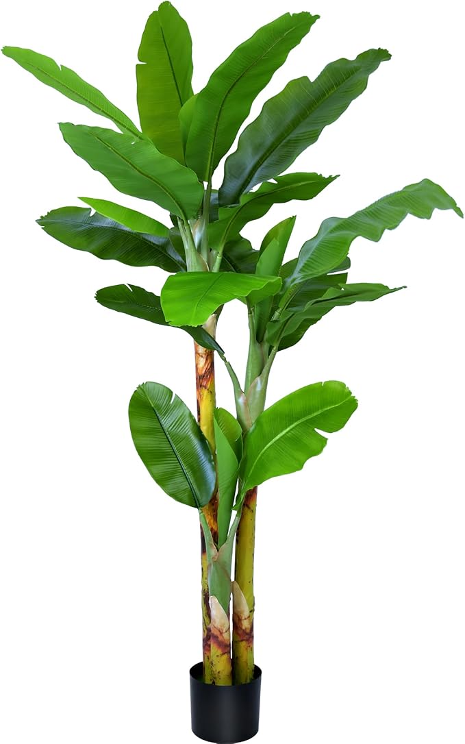 Artificial Banana Tree 7.4ft(88in) Tall Faux Banana Leaf Plant with 16 Leaves, Fake Realistic Tropical Plants Perfect for Home Garden Yard Patio Living Room Decor Indoor (7.4feet,1Pack)