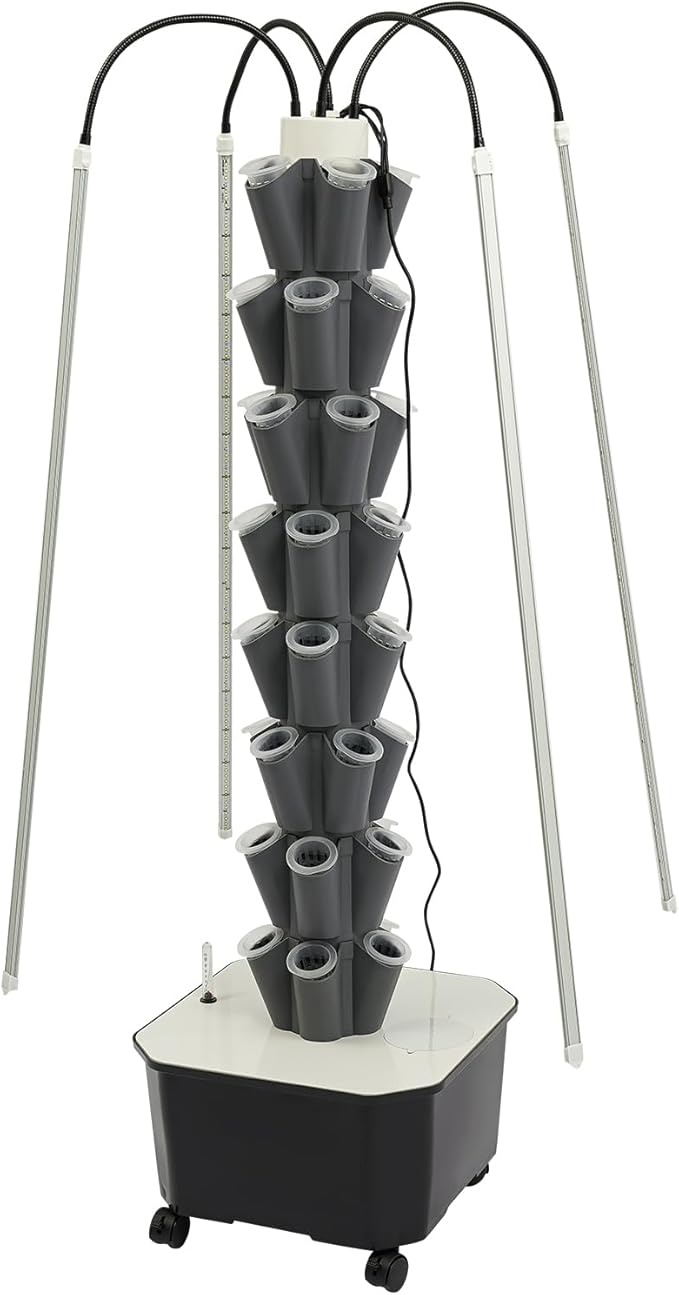 Hydroponics Growing System Kit,56 Pods Vertical Indoor Garden with LED Grow Light, Indoor Herb Garden with Wheels, Plant Germination Kit for Vegetable Fruit (40 Pods White)