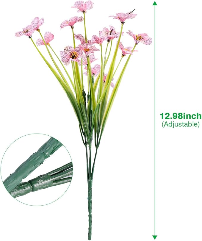 JEMONG 30 Bundles Artificial Flowers Outdoor UV Resistant Fake Flowers No Fade Faux Plastic Plants Garden Porch Window Box Decorating(Pink)