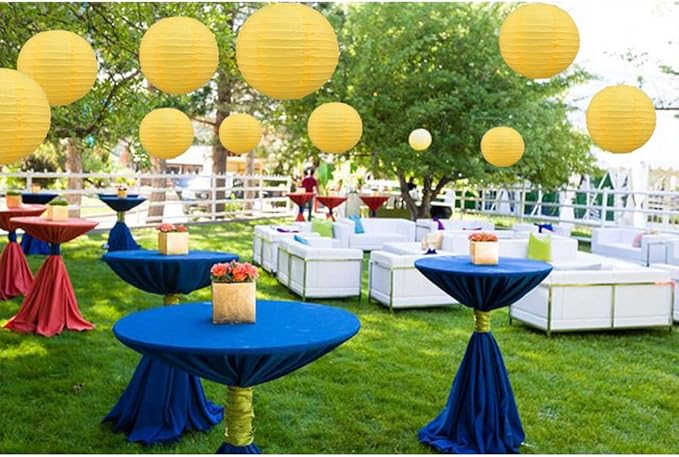BEISHIDA Yellow Round Paper Lanterns Decorative Hanging Asia Chinese Japanese Paper Lanterns Lamp for Birthday Halloween Wedding Baby Bridal Shower Fall Home Decor Party Decoration(10 Packs)