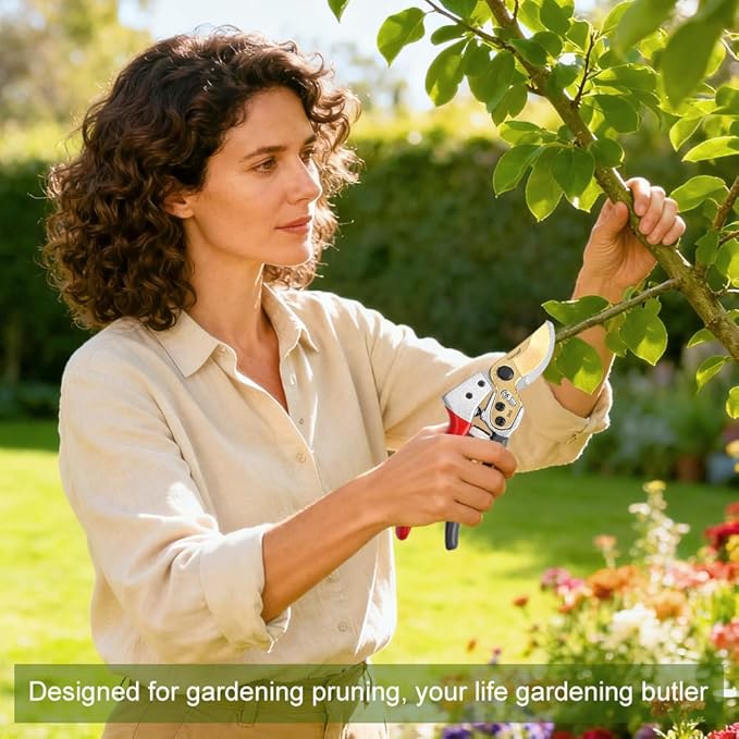 Professional gardening shears, made of SK5 stainless steel material, sturdy and durable, Dual color anti slip handle is easier to use ,and suitable for various tasks such as gardening pruning