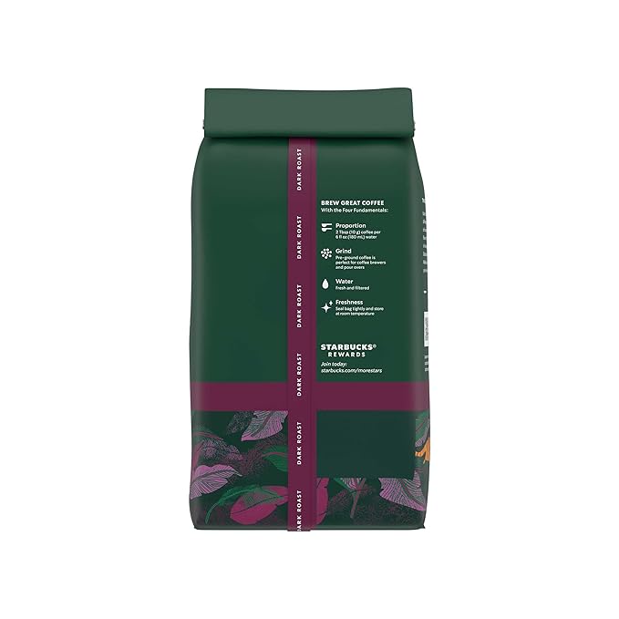 Starbucks Ground Coffee, Dark Roast Hot or Iced Coffee, Single-Origin Sumatra, Six 18 oz Bags