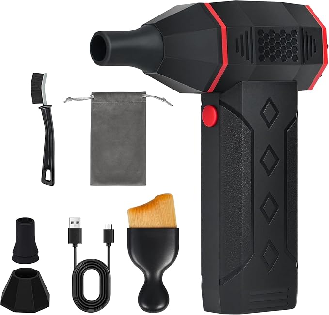 Rechargeable air Duster, 130,000 RPM Cordless Rechargeable air Blower, for Cleaning Electronics and Keyboards, Computers, Cars, Home use, Outdoor Inflation, Snow Removal, and Leaves