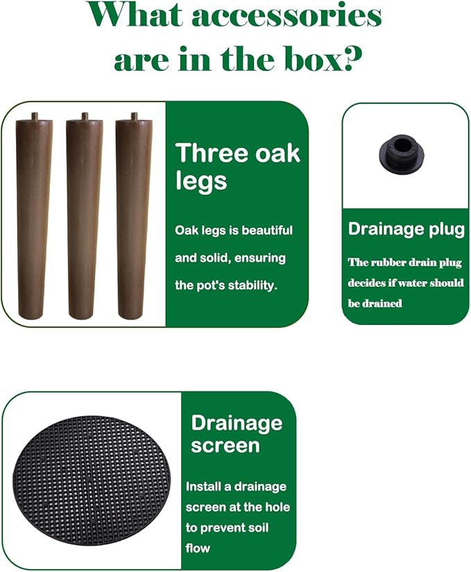 nacltlo12 Inch Planter with Stand, Plant Stand Indoor, Plant pots, Modern Mid-Century,Large Flower Planter Pot with Drainage Holes for Outdoor,White and xGold