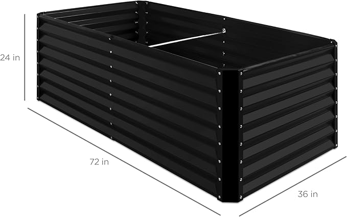 Best Choice Products 6x3x2ft Outdoor Metal Raised Garden Bed, Deep Root Box Planter for Vegetables, Flowers, Herbs, and Succulents w/ 269 Gallon Capacity - Black
