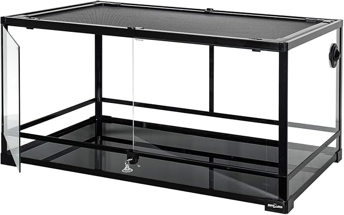 REPTI ZOO 50 Gallon Reptile Glass Terrarium Tank Double Hinge Door with Screen Ventilation Large Reptile Terrarium 36" x 18" x 18"(Knock-Down)
