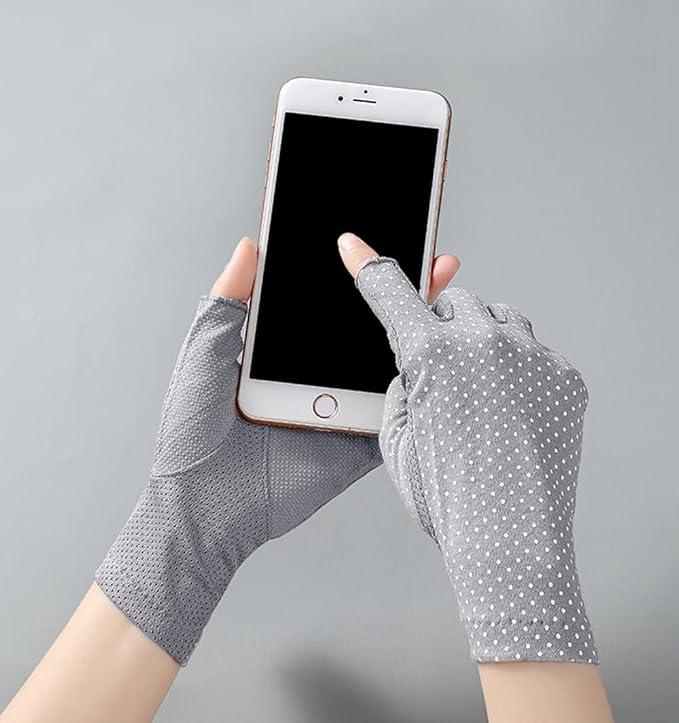 INOGIH Women Sunblock-Fingerless Gloves UV-Sun-Protection Driving Non-Slip Outdoor Gloves for Women Girls